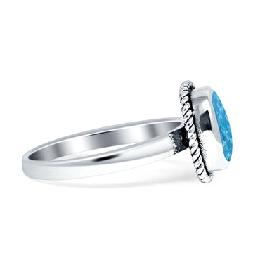 Cushion Cut Twisted Ring Oxidized Created Blue Opal 925 Sterling Silver Wholesale